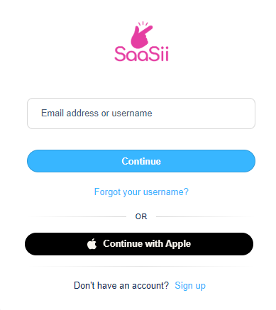 Login screen with Apple social provider option